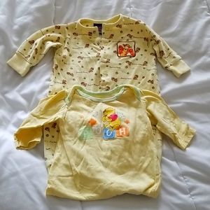 Baby onesie sleepers winnie the poo 3M and 0/6M